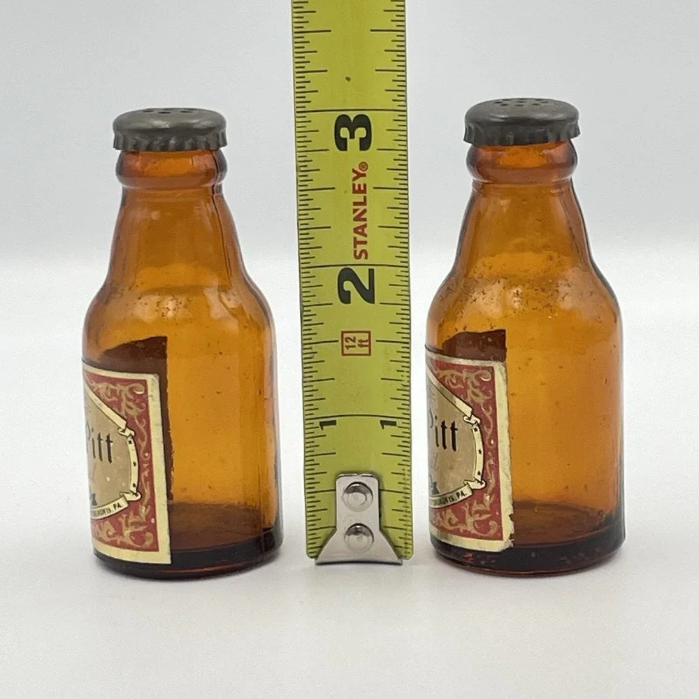 Vintage Fort Pitt‎ Special Beer Amber Glass Salt & Pepper S&P Shakers